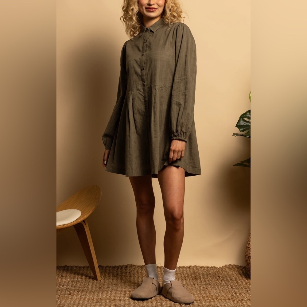 Shore Blakely Dress Leaf Gingham Shirt Dress size Large NWT